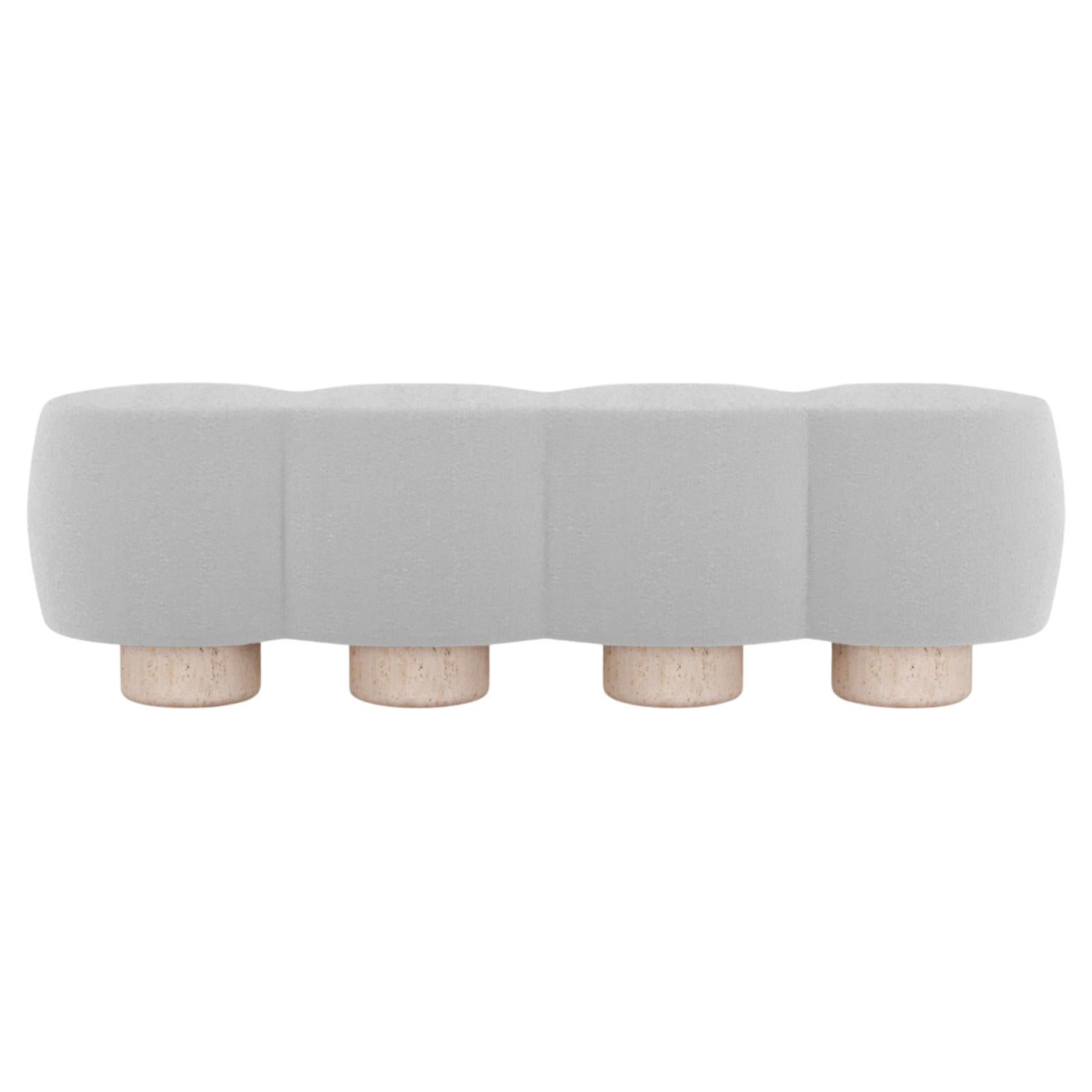 Contemporary Hygge Cloud Bench in Boucle White by Saccal Design House For Sale