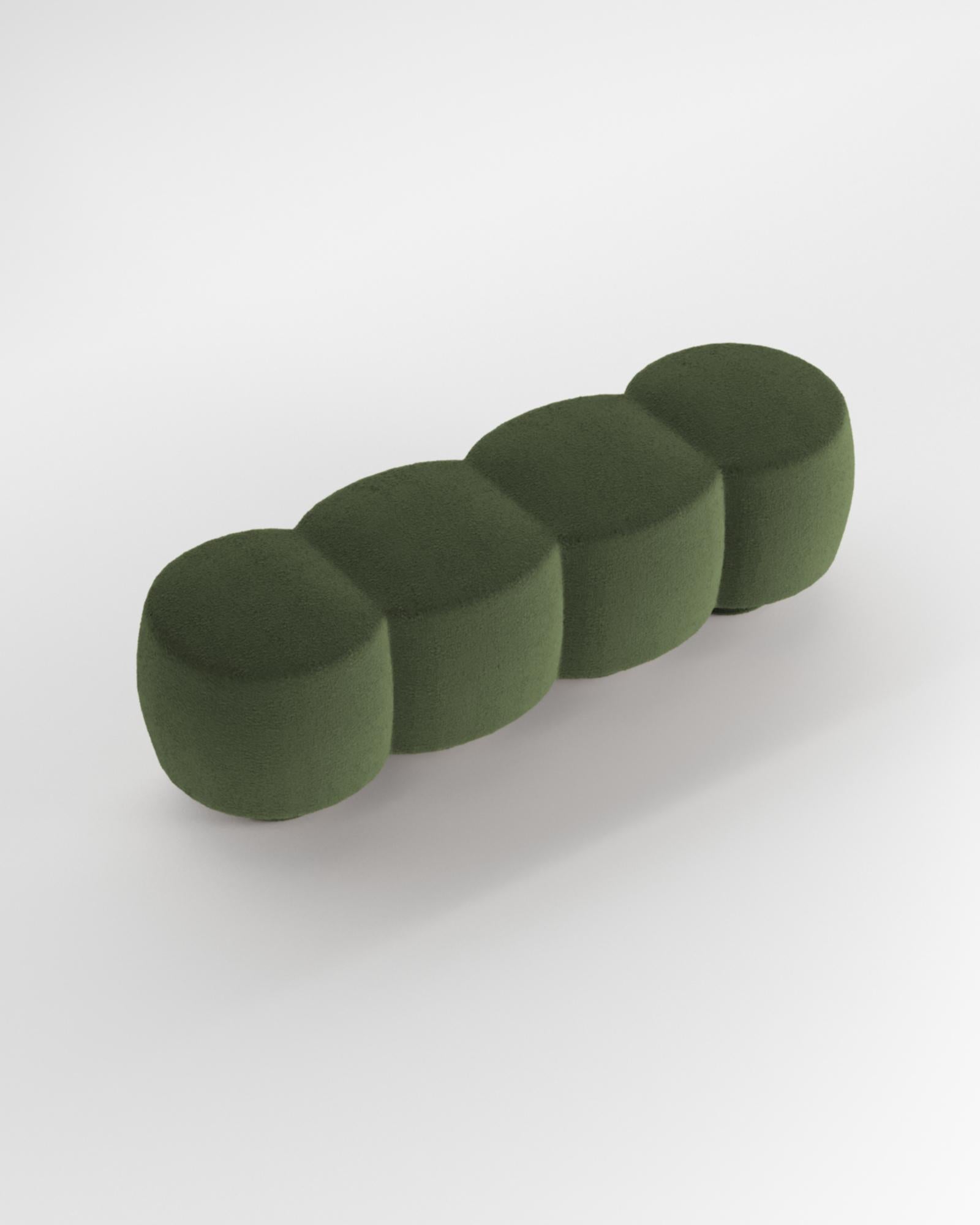 Contemporary Hygge Cloud Bench in Green Bouclé by Saccal Design House In New Condition For Sale In Castelo da Maia, PT