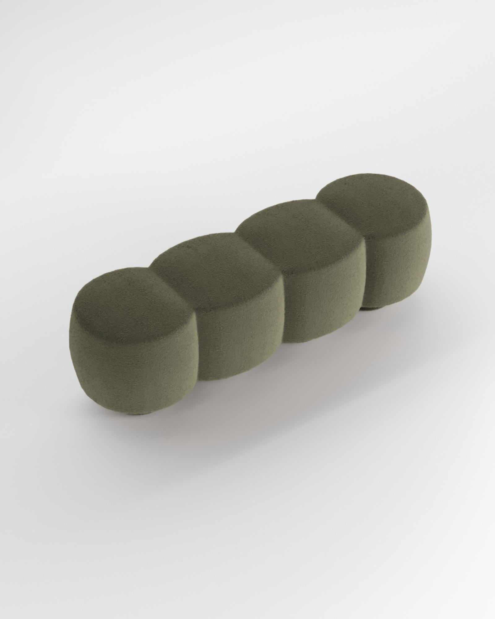 Contemporary Hygge Cloud Bench in Olive Bouclé by Saccal Design House In New Condition For Sale In Castelo da Maia, PT