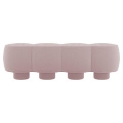 Panca Hygge Cloud contemporanea in bouclè rosa di Saccal Design House