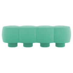 Contemporary Hygge Cloud Bench in Teal Boucle by Saccal Design House