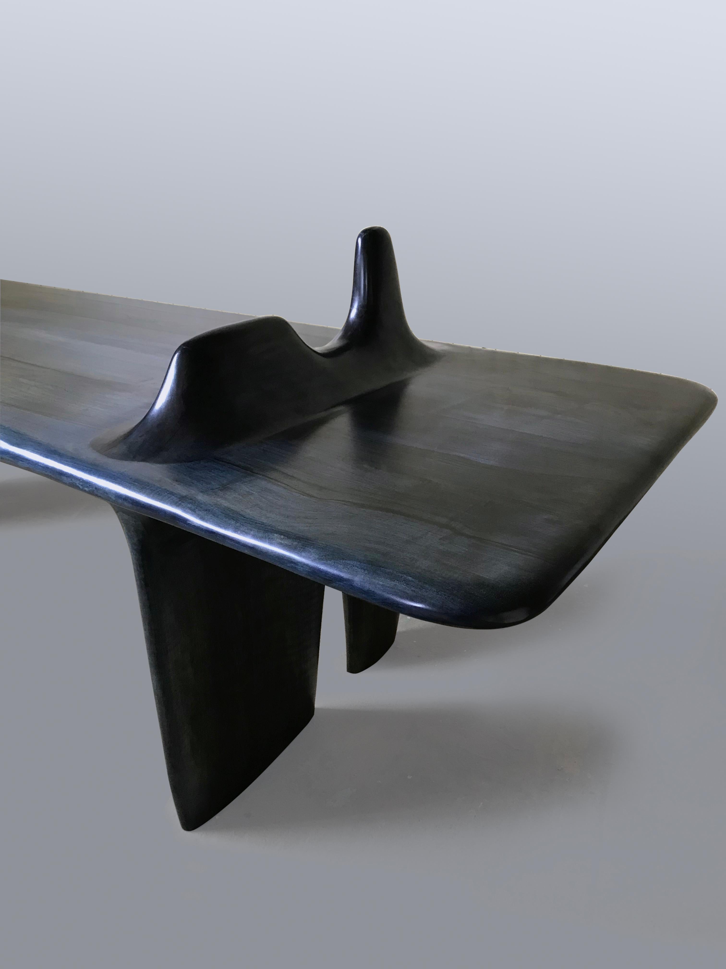 Spanish Contemporary Iberian Walnut Wood Indigo Blue Table by Jordi Sarrate For Sale 3