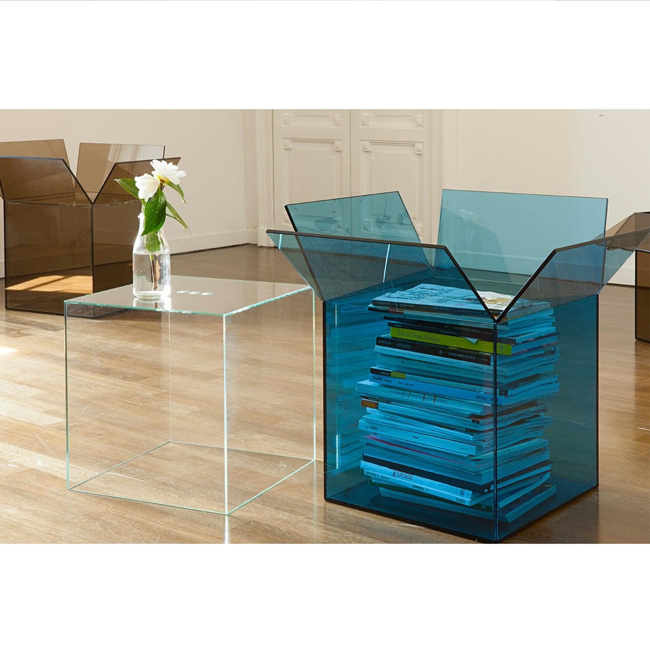 Italian Contemporary Iconic Storage/Side Table in Glass For Sale