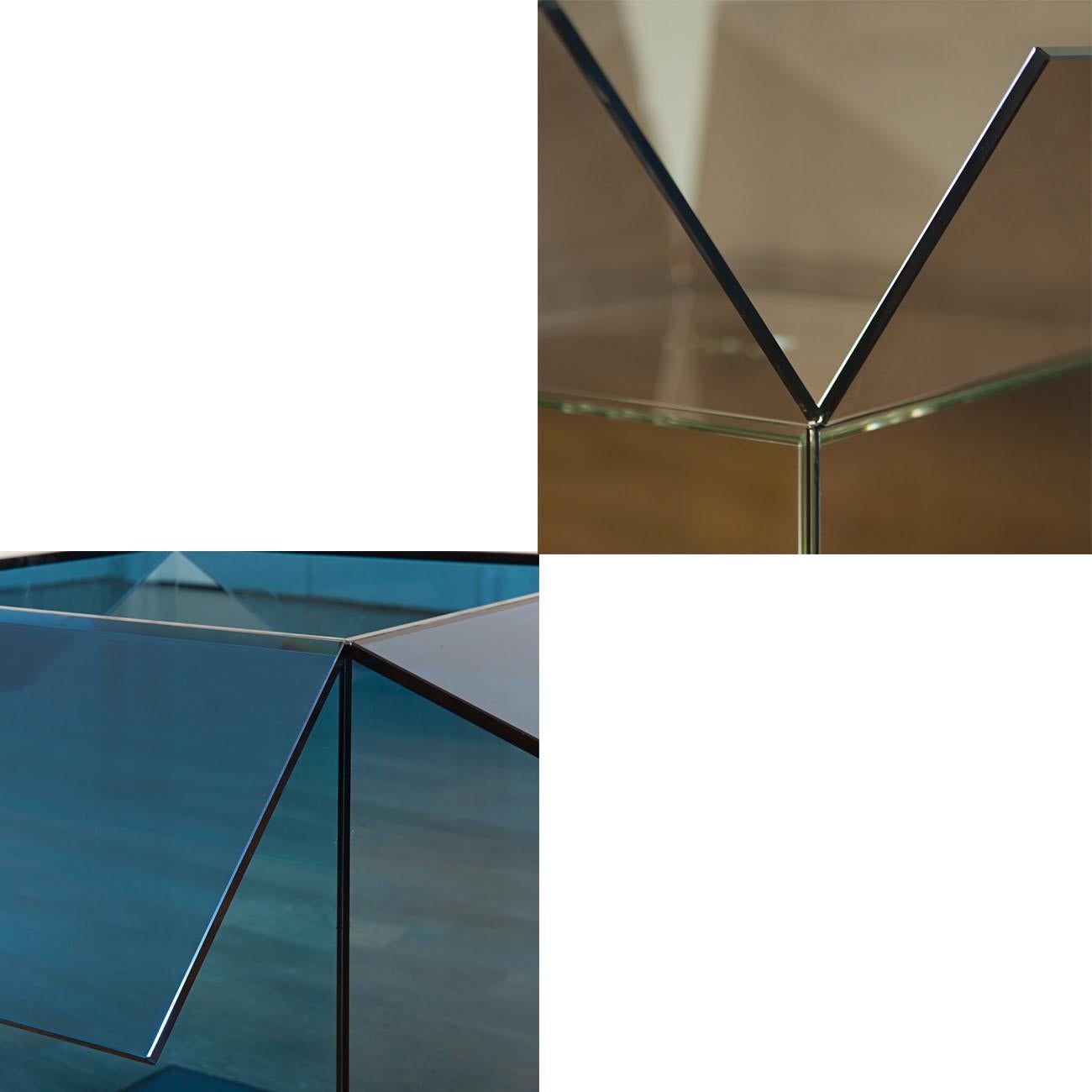 Hand-Crafted Contemporary Iconic Storage/Side Table in Glass For Sale