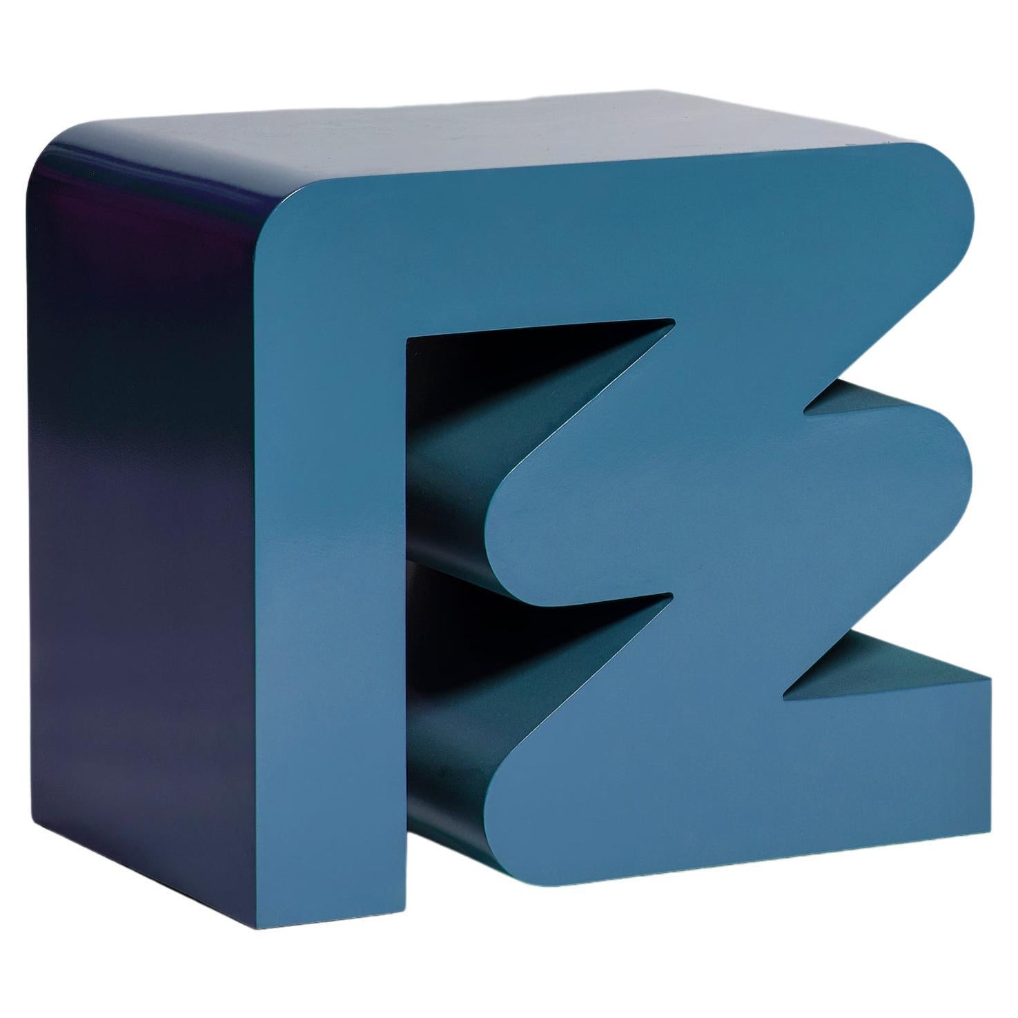 Contemporary Identity Stool in Cerulean Blue Lacquer  For Sale