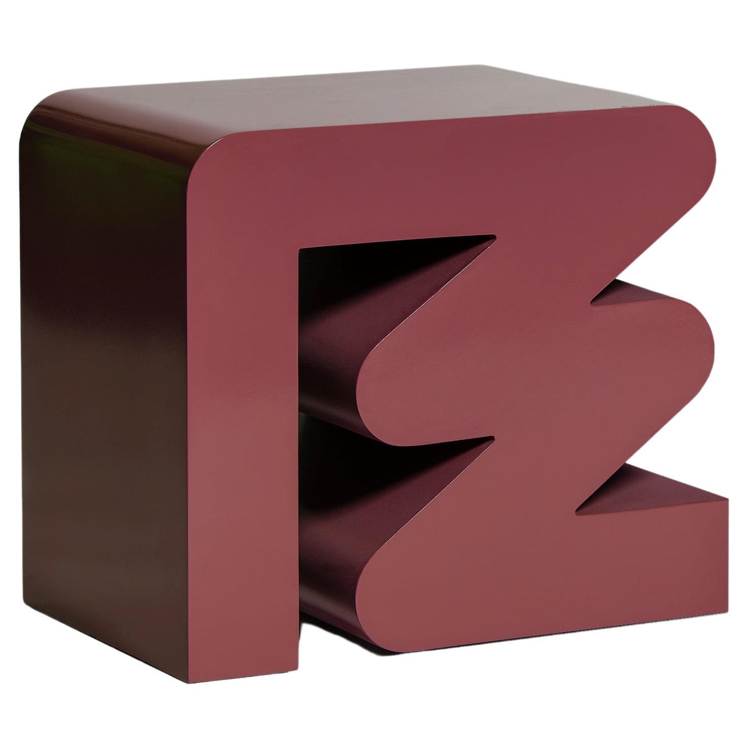 Contemporary Identity Stool in Deep Rose Coloured Lacquer For Sale