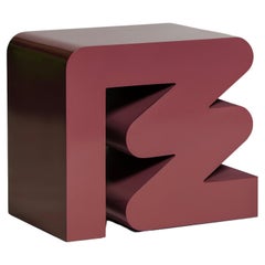 Contemporary Identity Stool in Deep Rose Coloured Lacquer