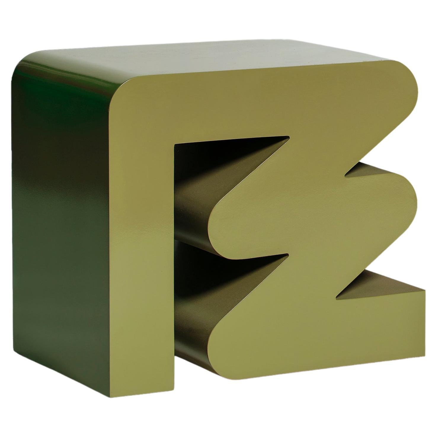 Contemporary Identity Stool in Olive Coloured Lacquer  For Sale