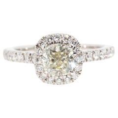 Contemporary IGI Certified 1.60 Carat Cushion Cut Diamond Halo Ring Platinum