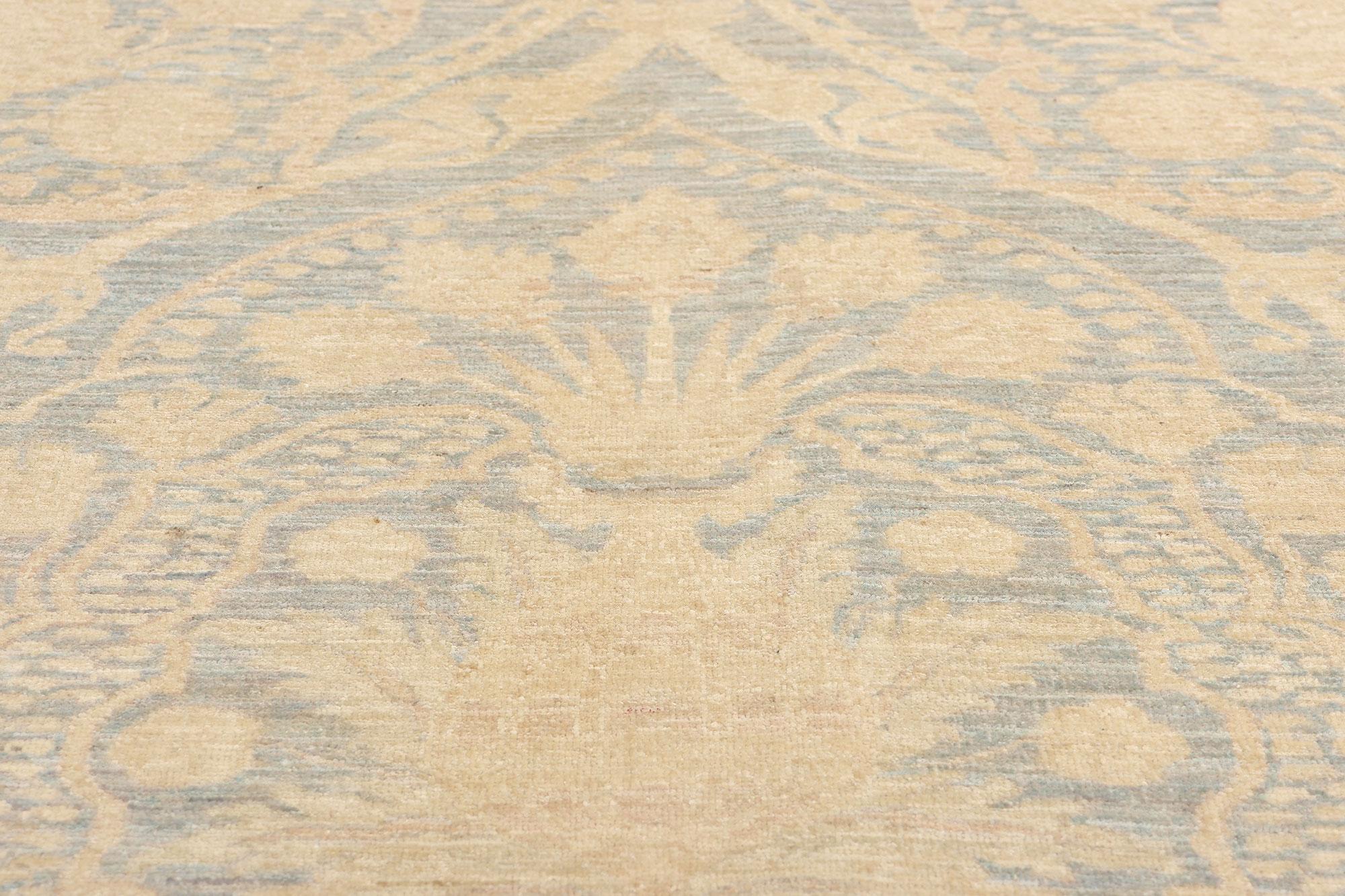 Hand-Knotted Contemporary Ikat Damask Rug For Sale