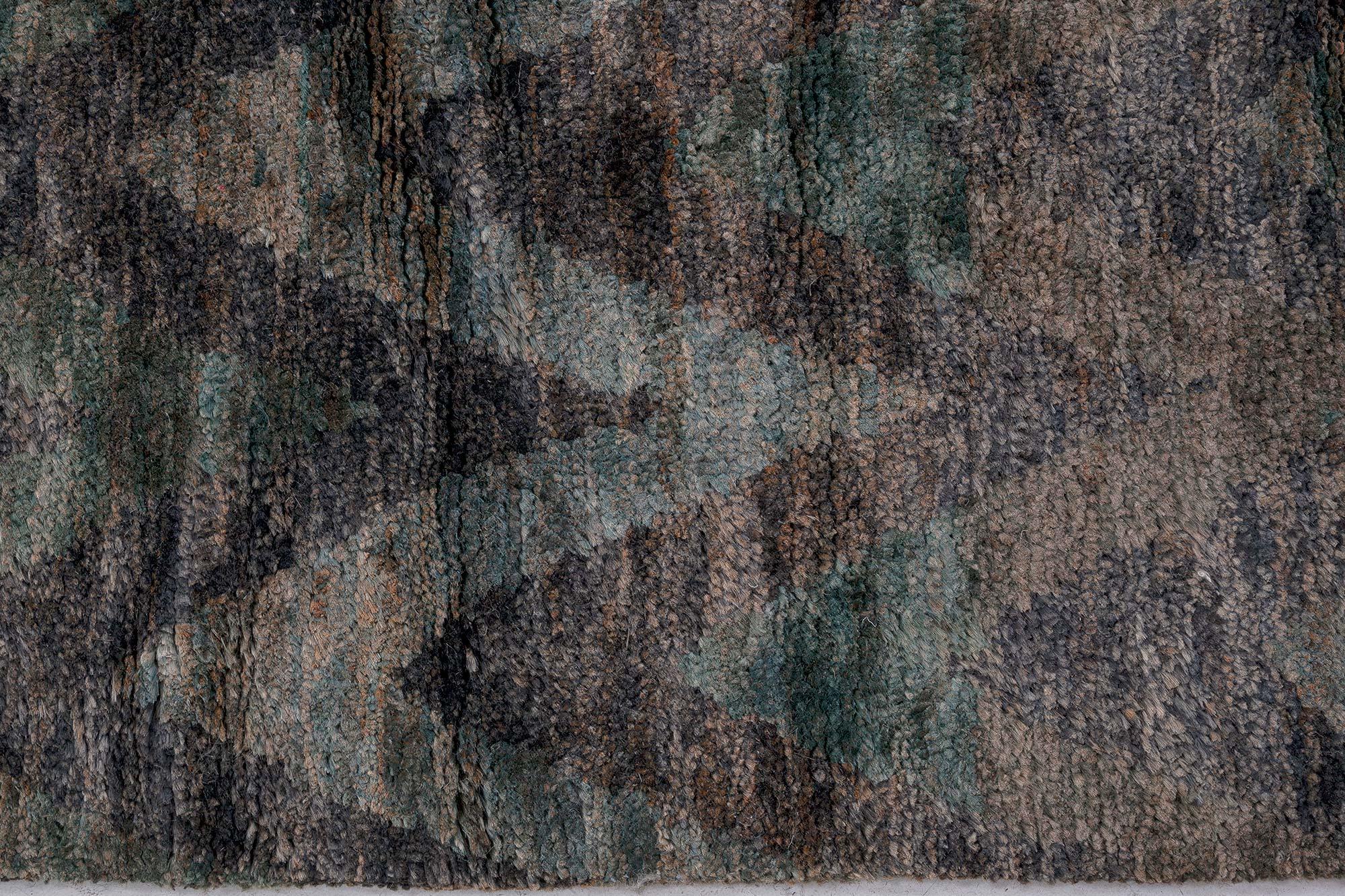 Indian Contemporary Ikat Rainbow Handmade Wool Rug by Doris Leslie Blau For Sale