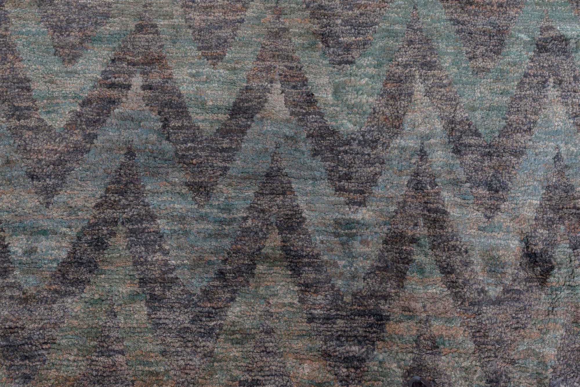 Contemporary Ikat Rainbow Handmade Wool Rug by Doris Leslie Blau For Sale 1