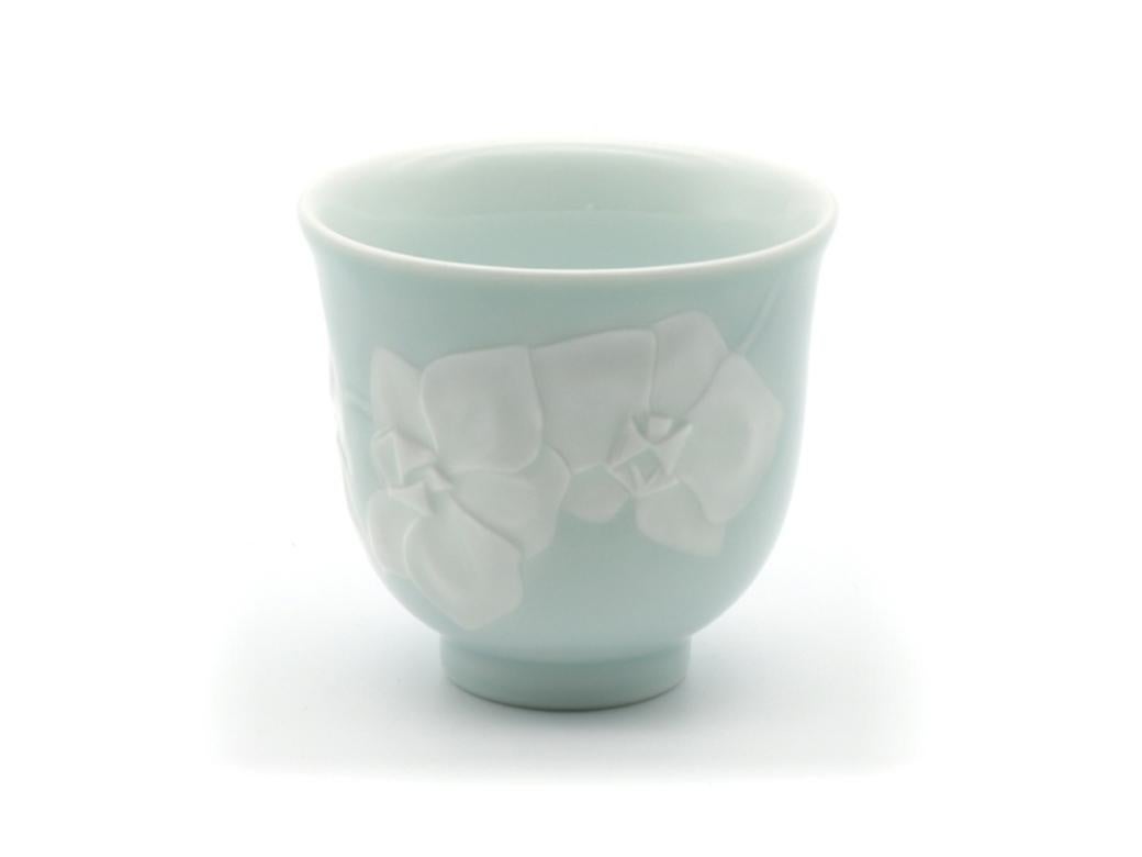 Embossed Contemporary Imari Porcelain Mug Blue White by Porcelain Artist