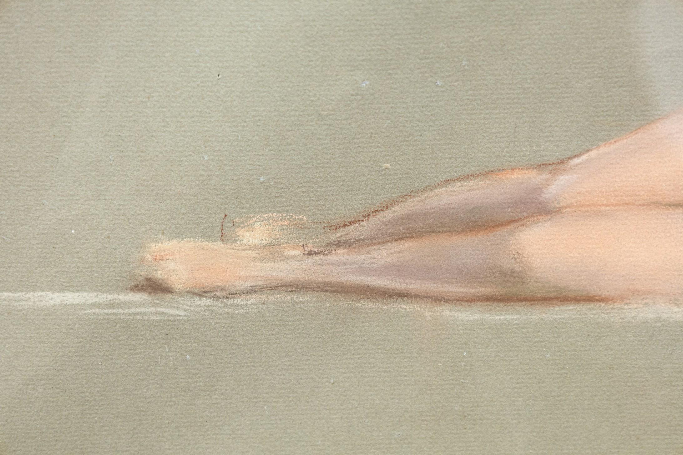 Contemporary Impressionist Reclining Female Nude Signed Pastell Zeichnung auf Papier im Angebot 1