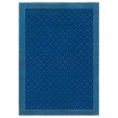 Tappeto contemporaneo indiano Dhurrie Blue a trama piatta di Doris Leslie Blau