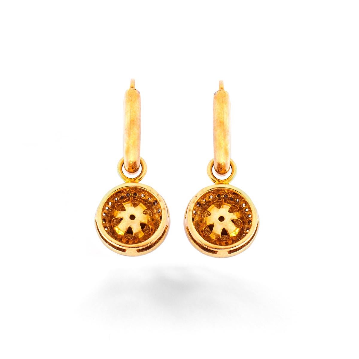 Anglo-indien Boucles d'oreilles indiennes contemporaines en or jaune et argent avec diamants en vente