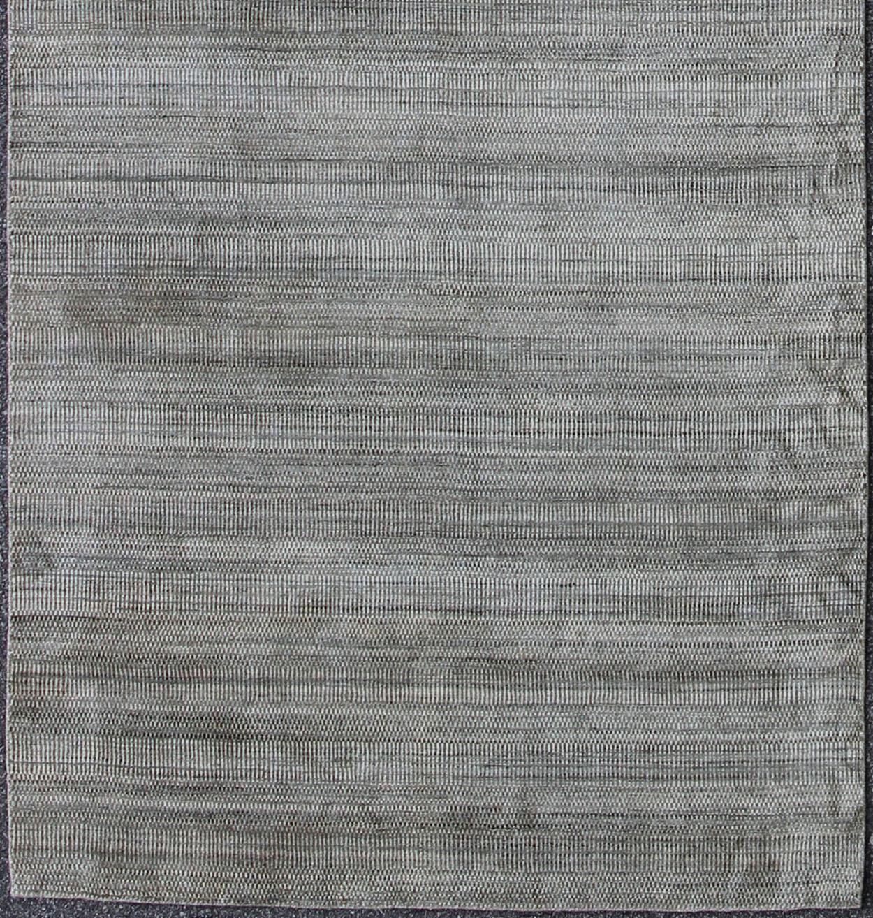 Hand-Woven Contemporary Indian Gallery Runner With Monochromatic Grace 5'1 X 16'3 For Sale