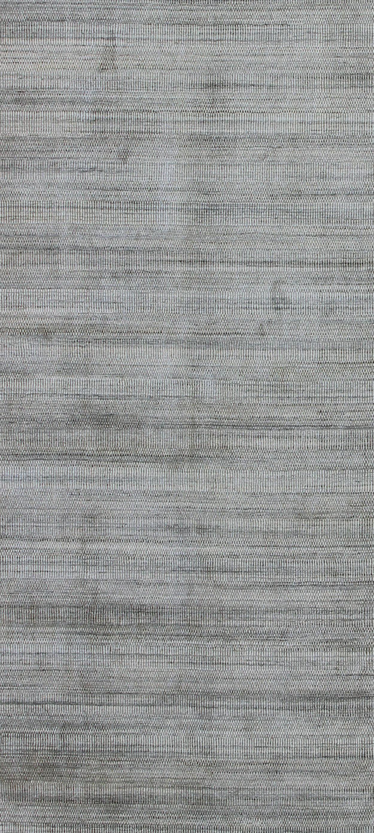 Contemporary Indian Gallery Runner With Monochromatic Grace 5'1 X 16'3 In Good Condition For Sale In Atlanta, GA