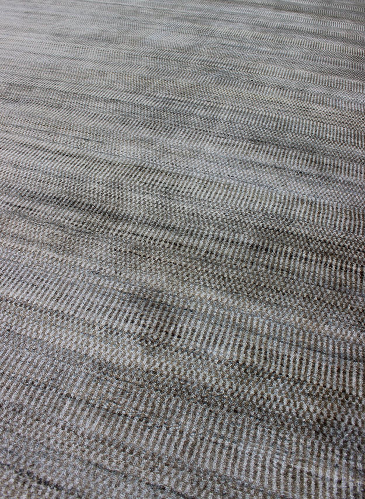Wool Contemporary Indian Gallery Runner With Monochromatic Grace 5'1 X 16'3 For Sale