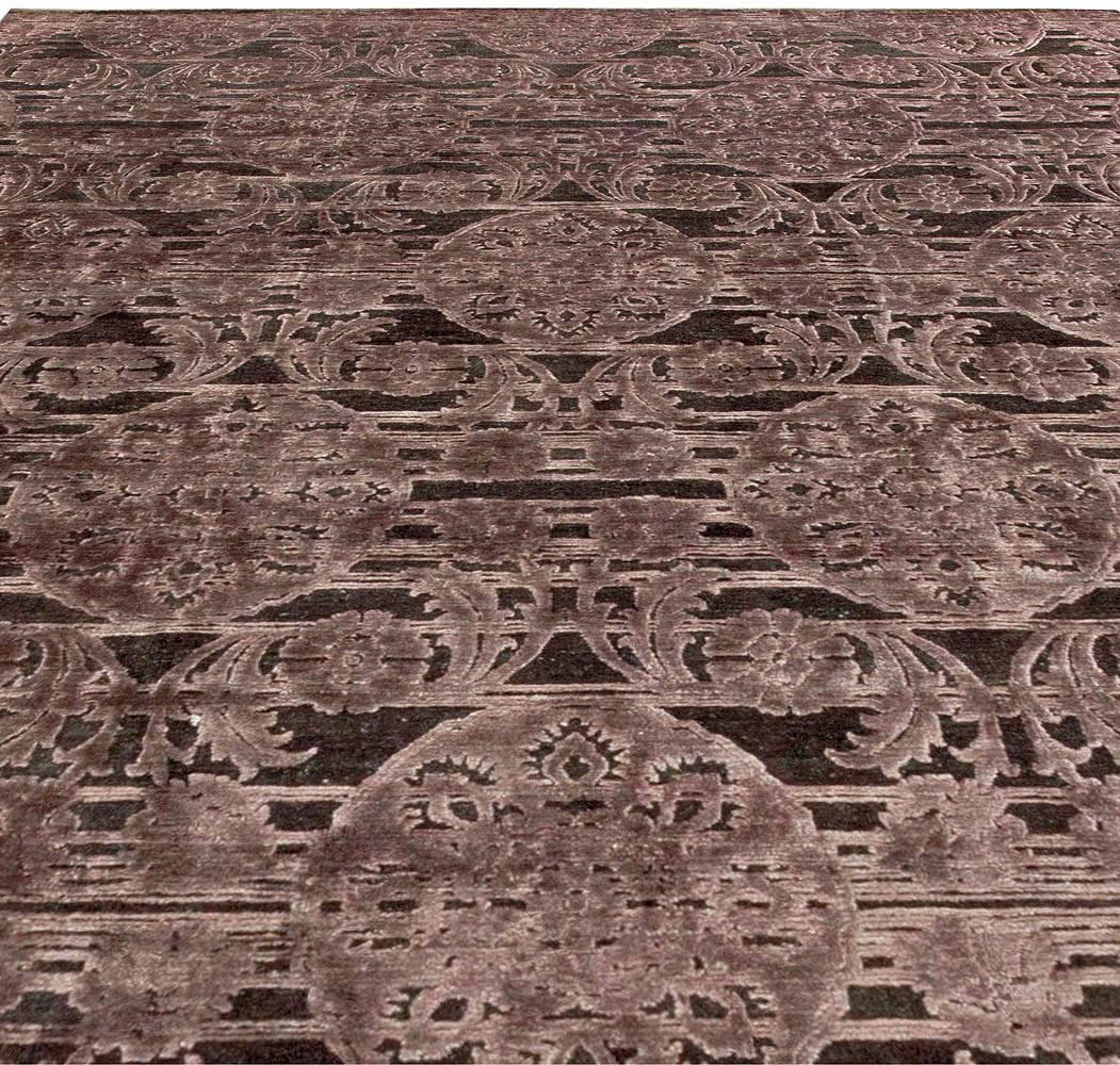 Alfombra india contemporánea de seda y lana tejida a mano por Doris Leslie Blau Indio en venta
