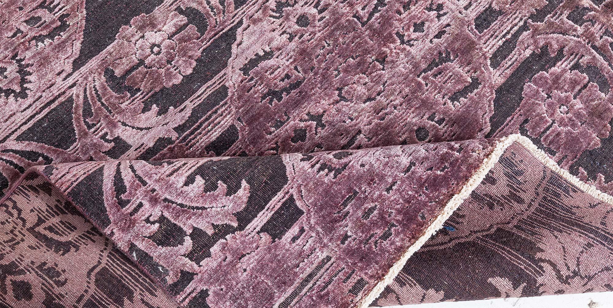 Indiano Tappeto indiano contemporaneo in seta e lana intrecciata a mano di Doris Leslie Blau in vendita