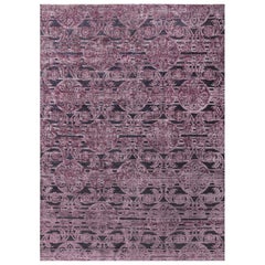 Tappeto indiano contemporaneo in seta e lana intrecciata a mano di Doris Leslie Blau