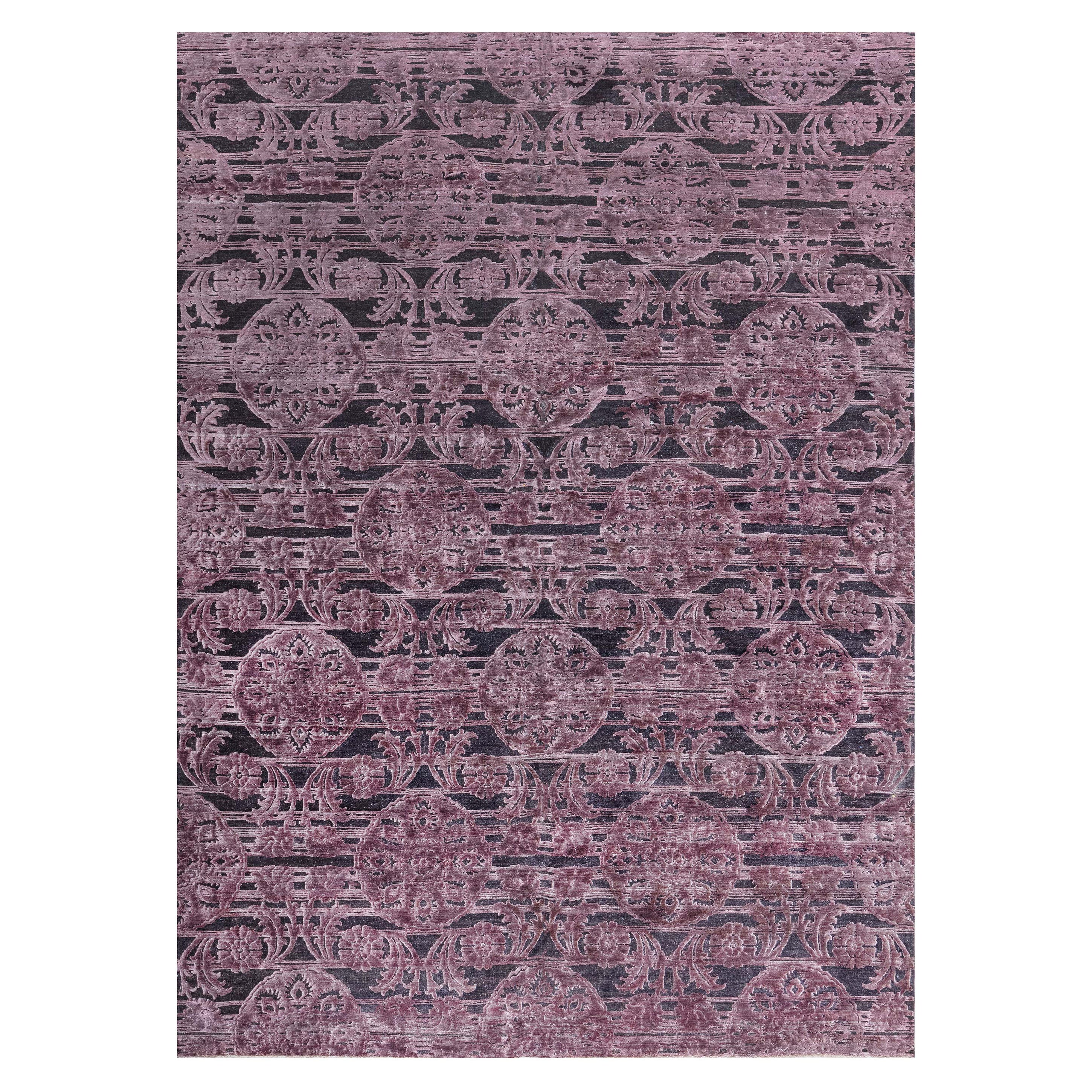Zeitgenössischer indischer handgewebter Teppich aus Seide und Wolle von Doris Leslie Blau