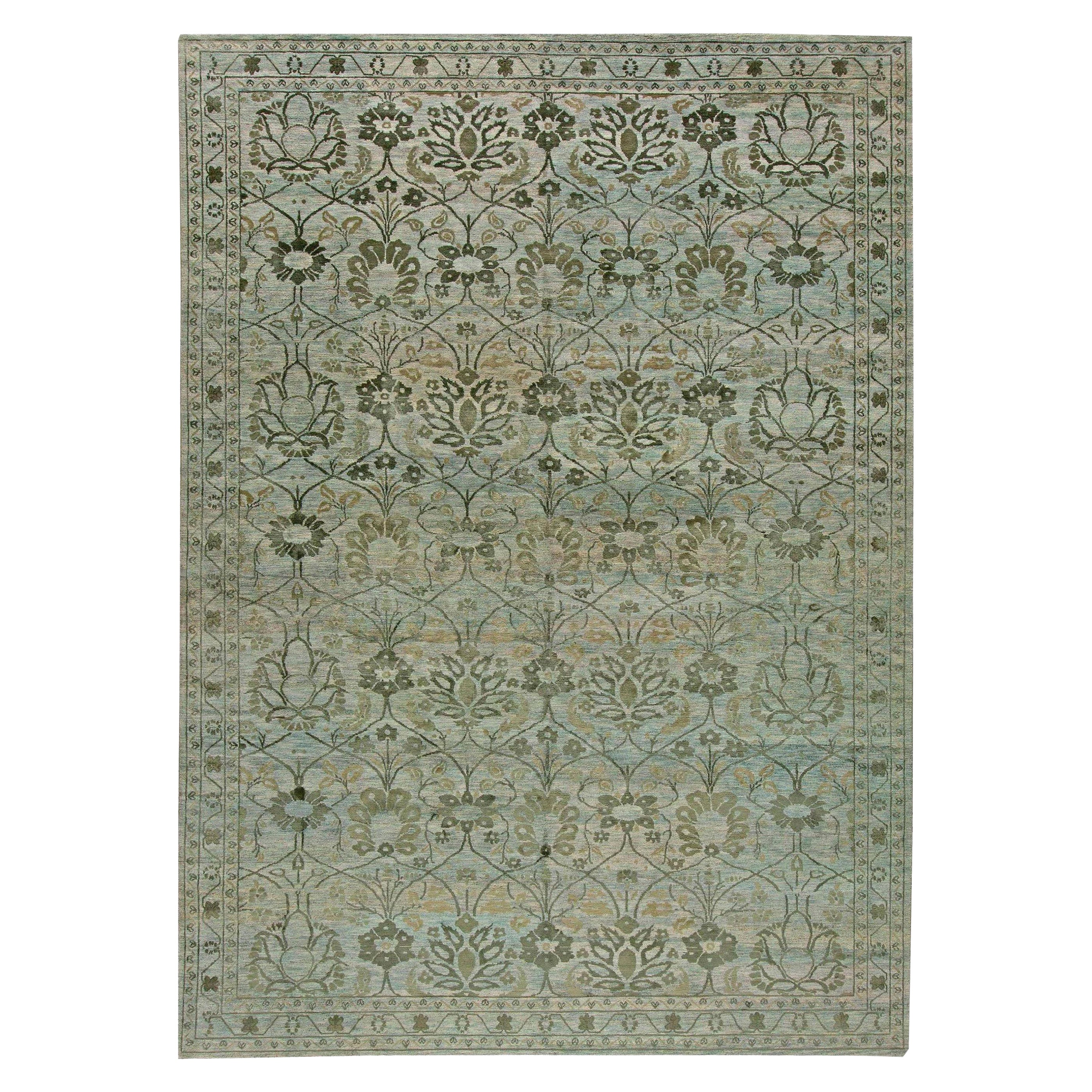 Contemporary Indian Inspired Botanic Handmade Rug by Doris Leslie Blau For Sale