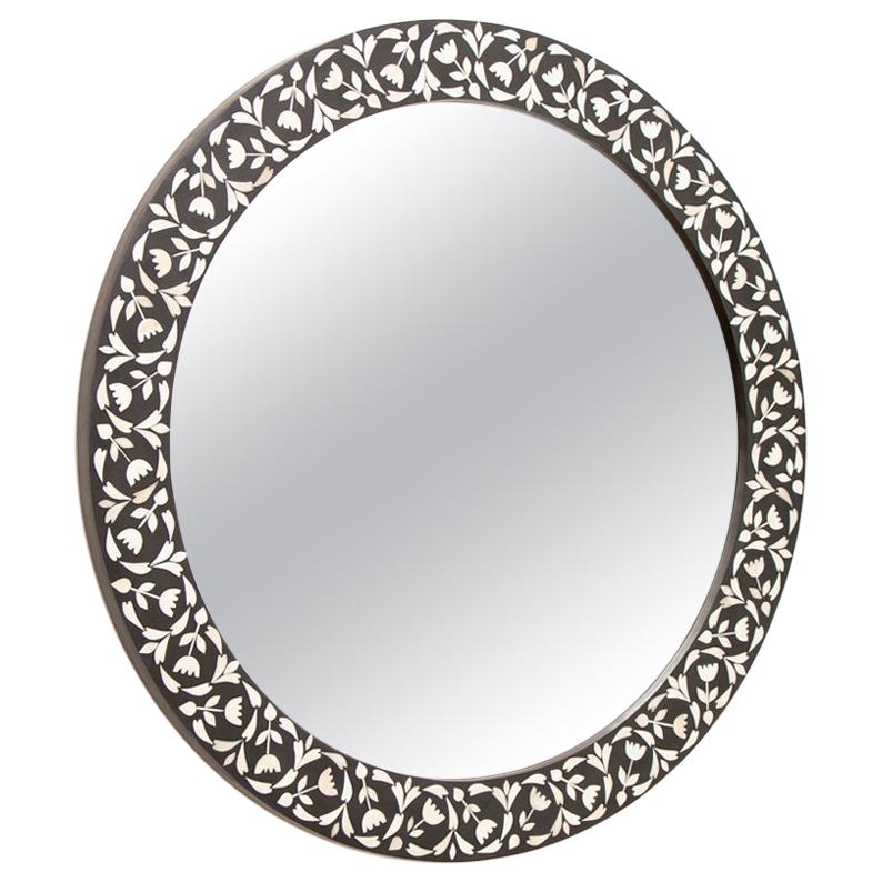 Contemporary Indian Mughal Style Round Mirror For Sale