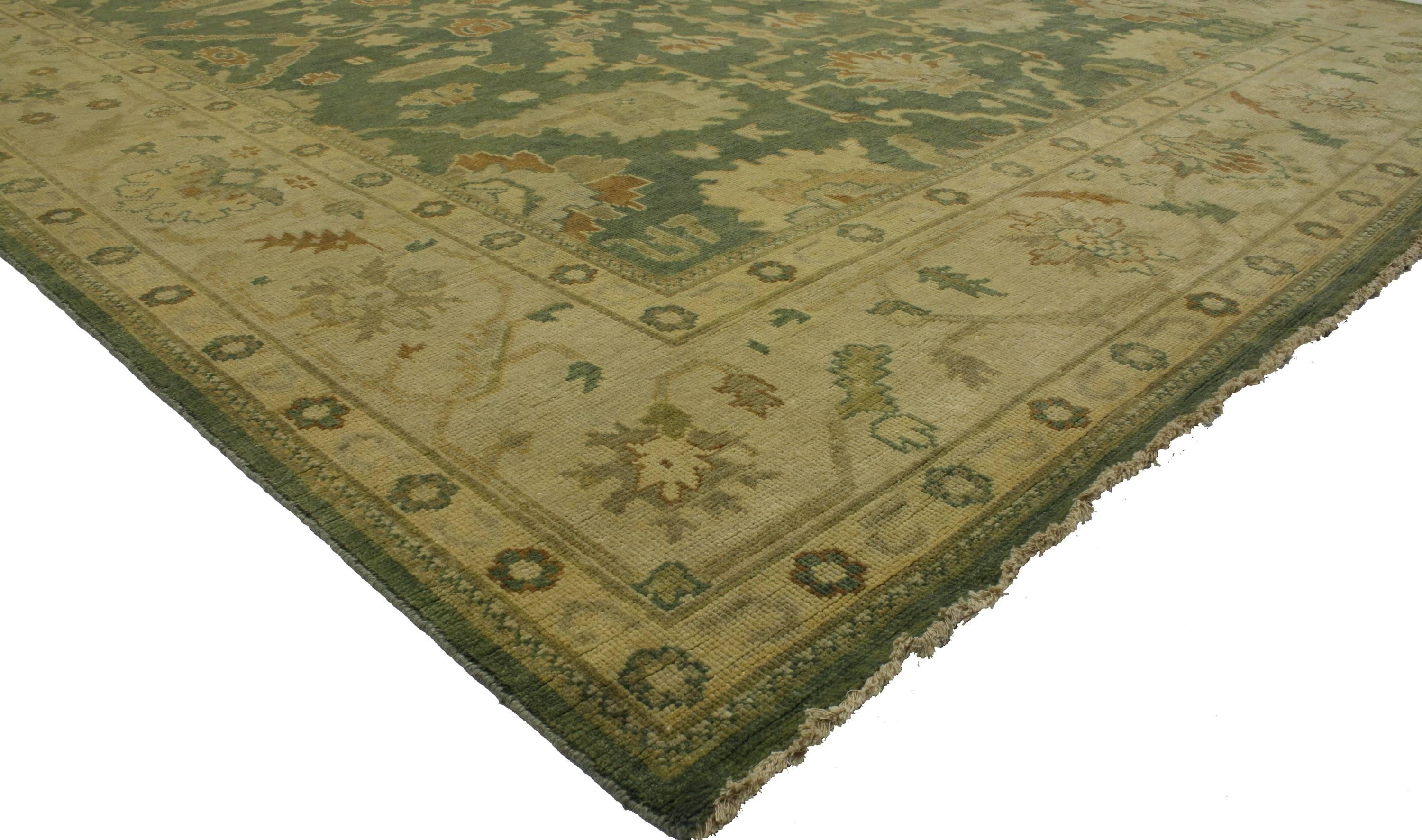 Contemporary Indian Oushak Style Area Rug with Arts & Crafts Style In New Condition In Dallas, TX