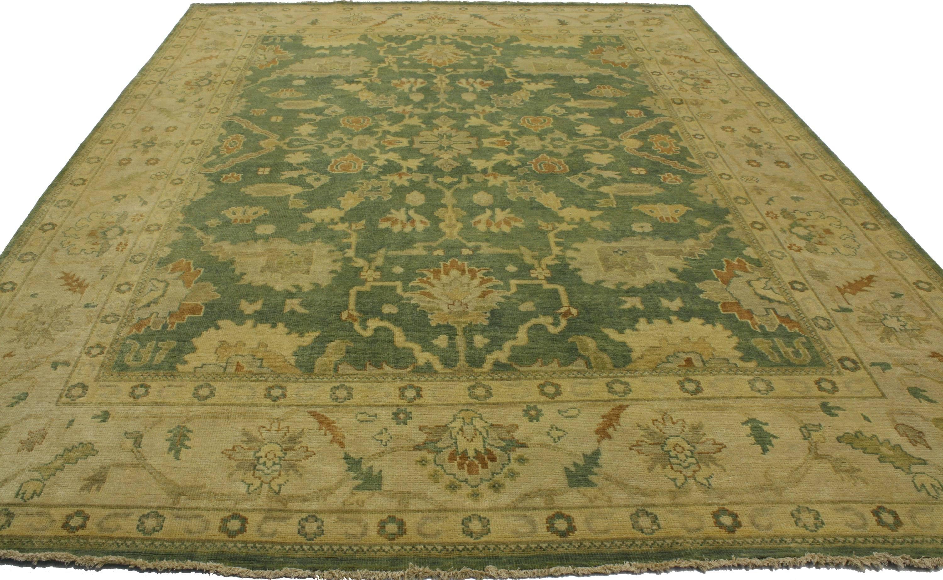Contemporary Indian Oushak Style Area Rug with Arts & Crafts Style 2