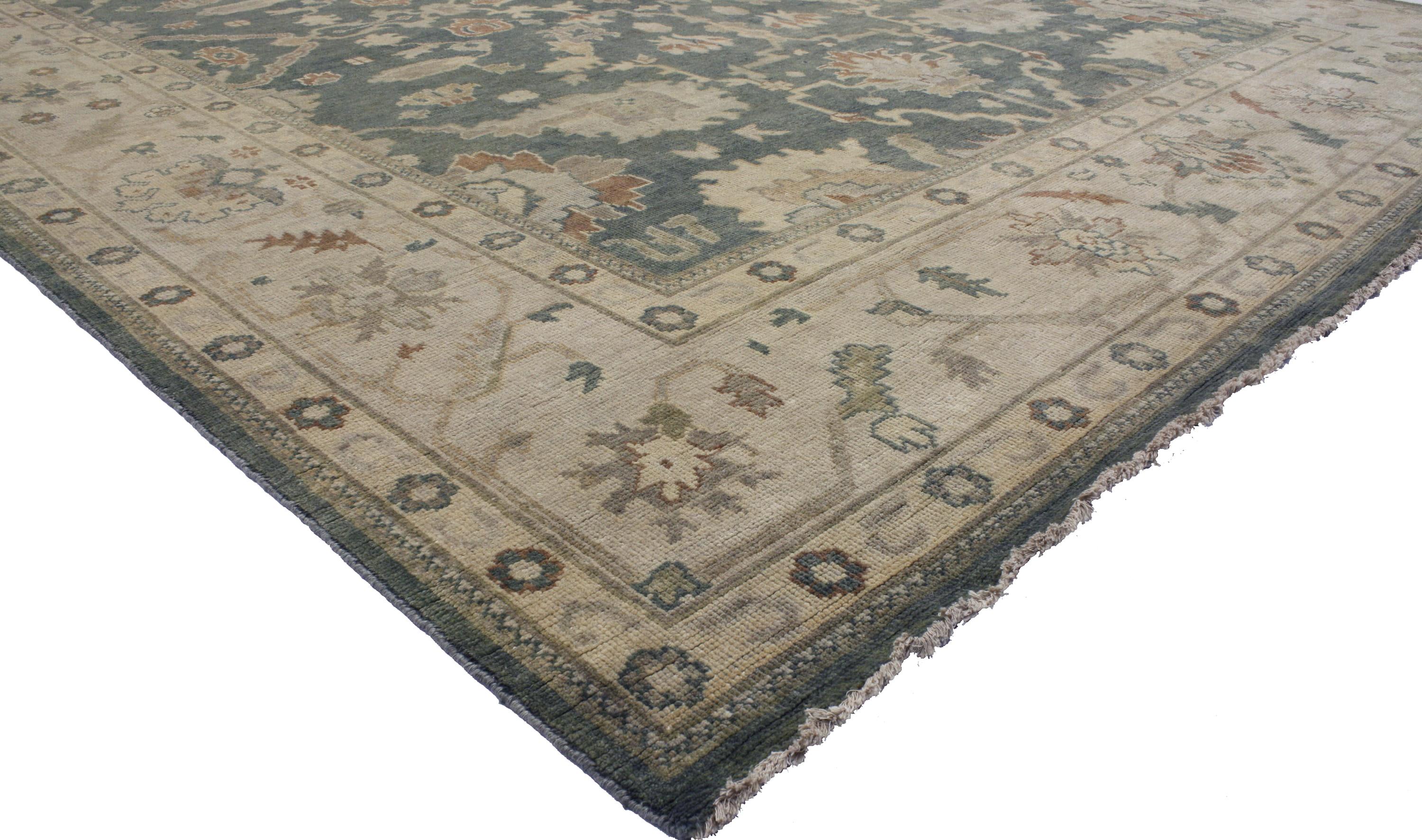 Contemporary Indian Oushak Style Area Rug with Arts & Crafts Style 1