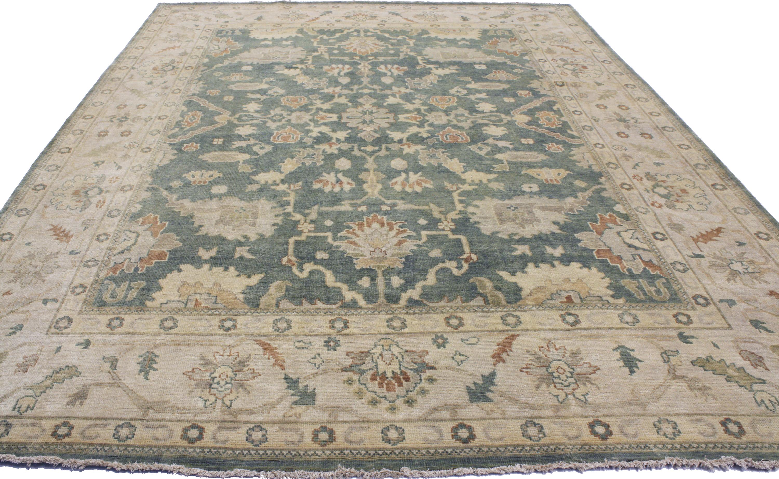 Contemporary Indian Oushak Style Area Rug with Arts & Crafts Style 5