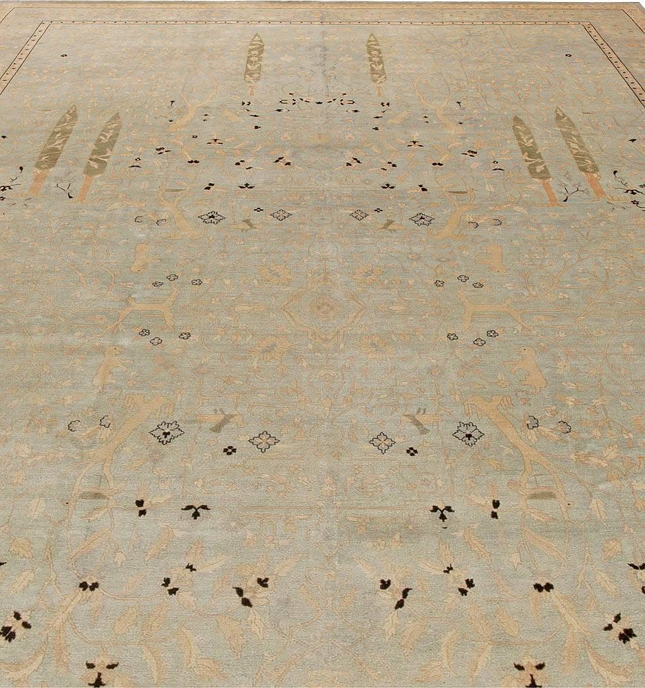 Modern Contemporary Indian Style Floral Handmade Wool Rug by Doris Leslie Blau For Sale
