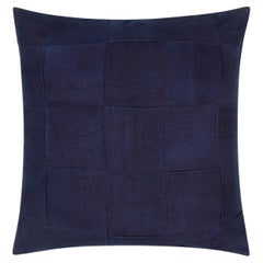 Contemporary Indigo Blue Cushion Cover, Naturally Dyed and Handwoven in Mal