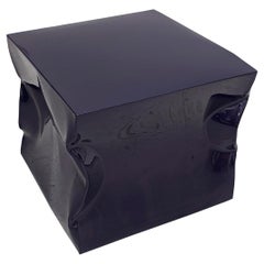 Contemporary Indigo Blue Lacquered Metal Side Table