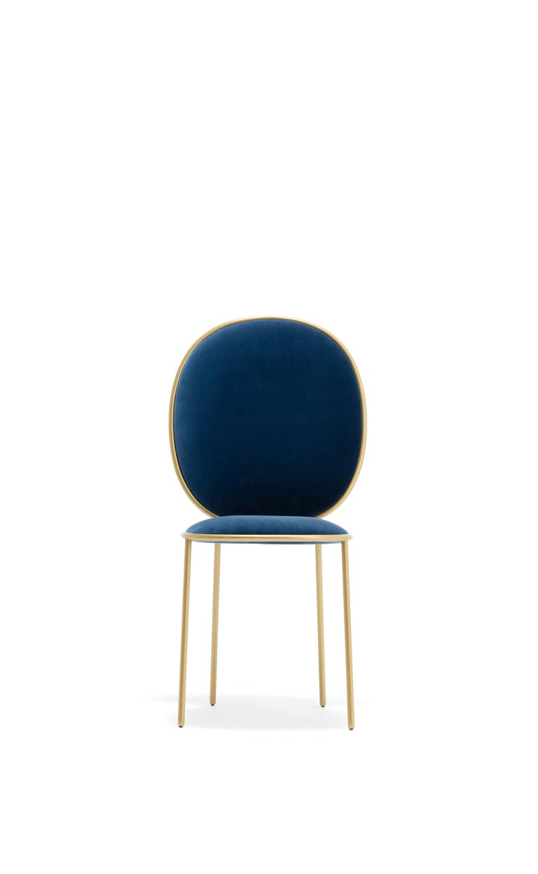 Contemporary Indigo Blue Velvet Upholstered Dining Chair, Stay by Nika