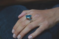 Contemporary Indigolithe Tourmaline Platinum Cocktail Ring