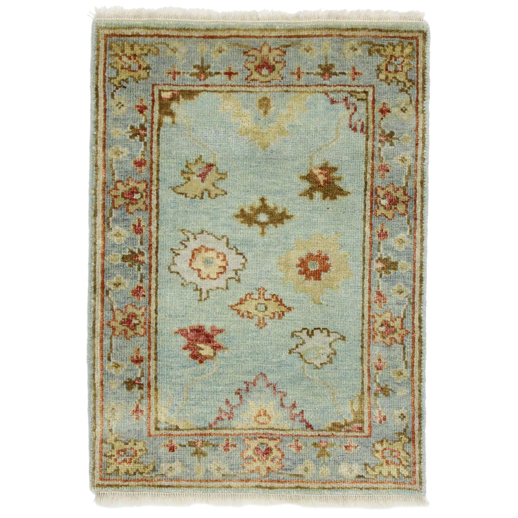 Contemporary Oushak Indian Rug with Eclectic Coastal Boho Style For Sale