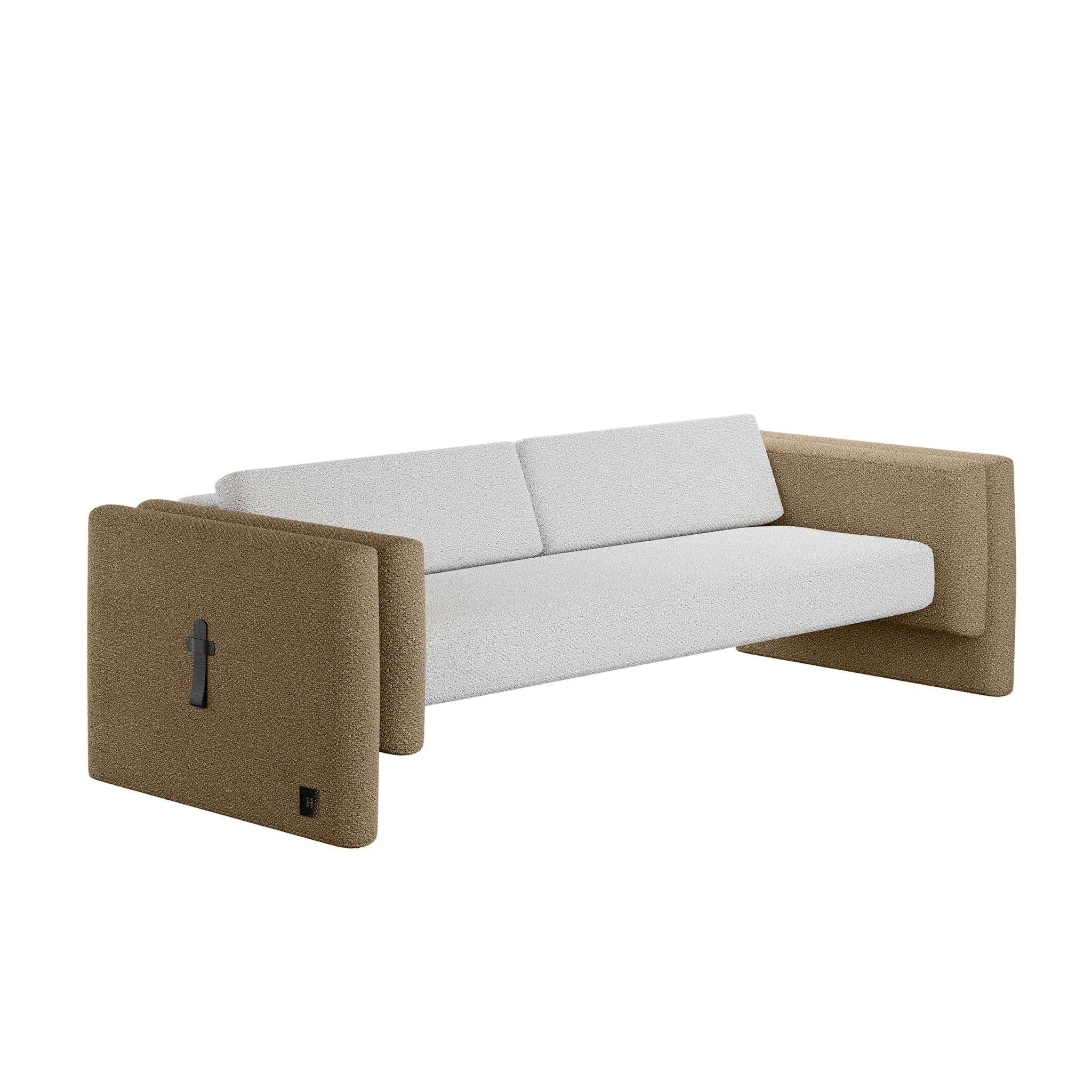Lisola Sofa Khaki & White ist ein modernes Sitzmöbel für den Außenbereich. Ein einzigartiges Sofa für den Außenbereich, das durch das raffinierte Design und die feinen Details zu einem authentischen modernen Designstück für einen zeitgenössischen