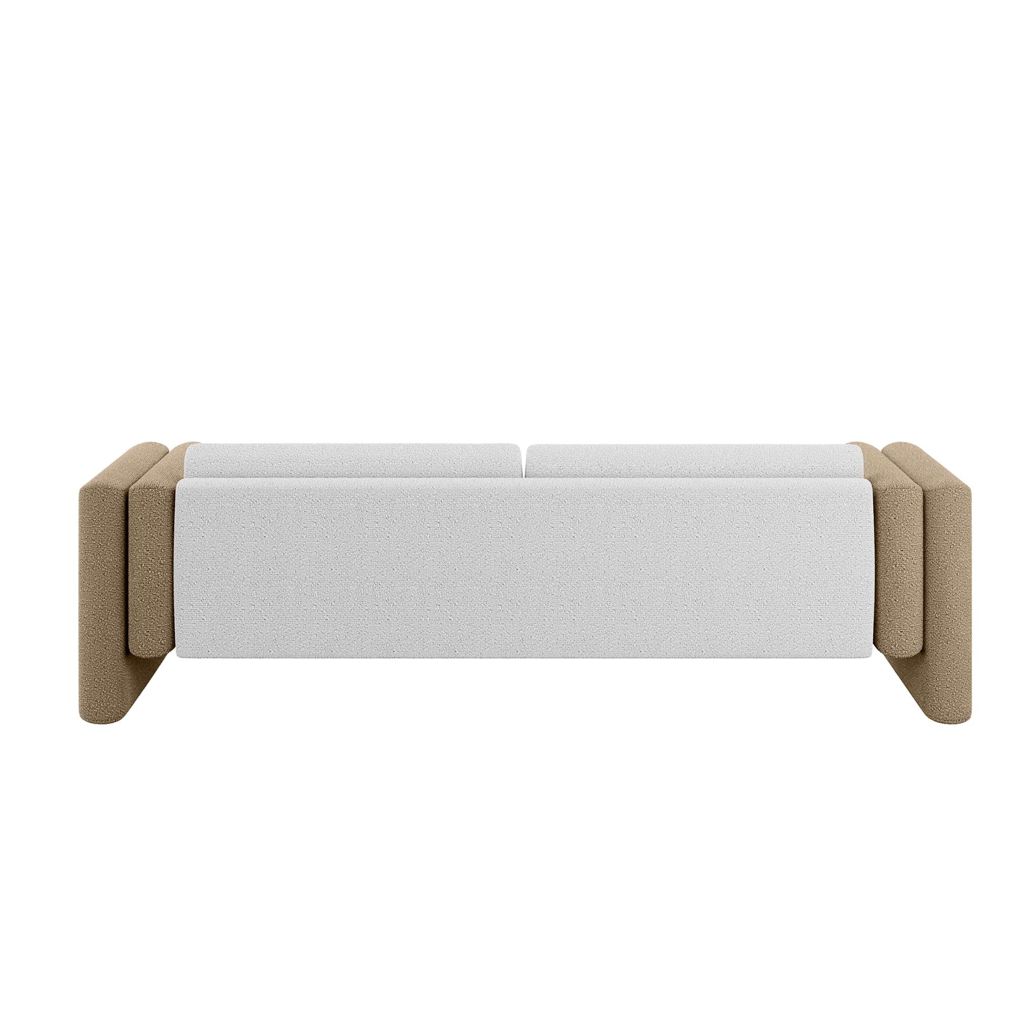 Contemporary Indoor Outdoor Sofa in Beige, Khaki & White Outdoor Fabric For Sale 1