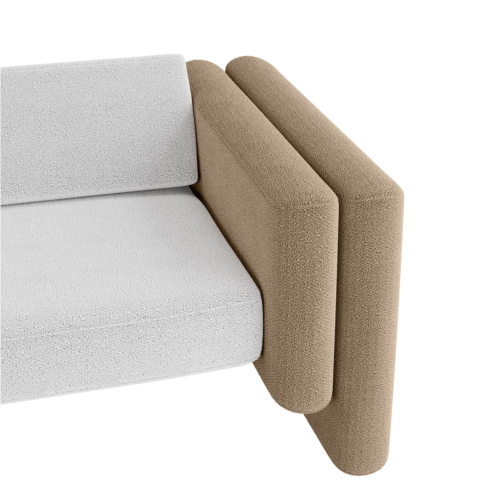 Contemporary Indoor Outdoor Sofa in Beige, Khaki & White Outdoor Fabric For Sale 2