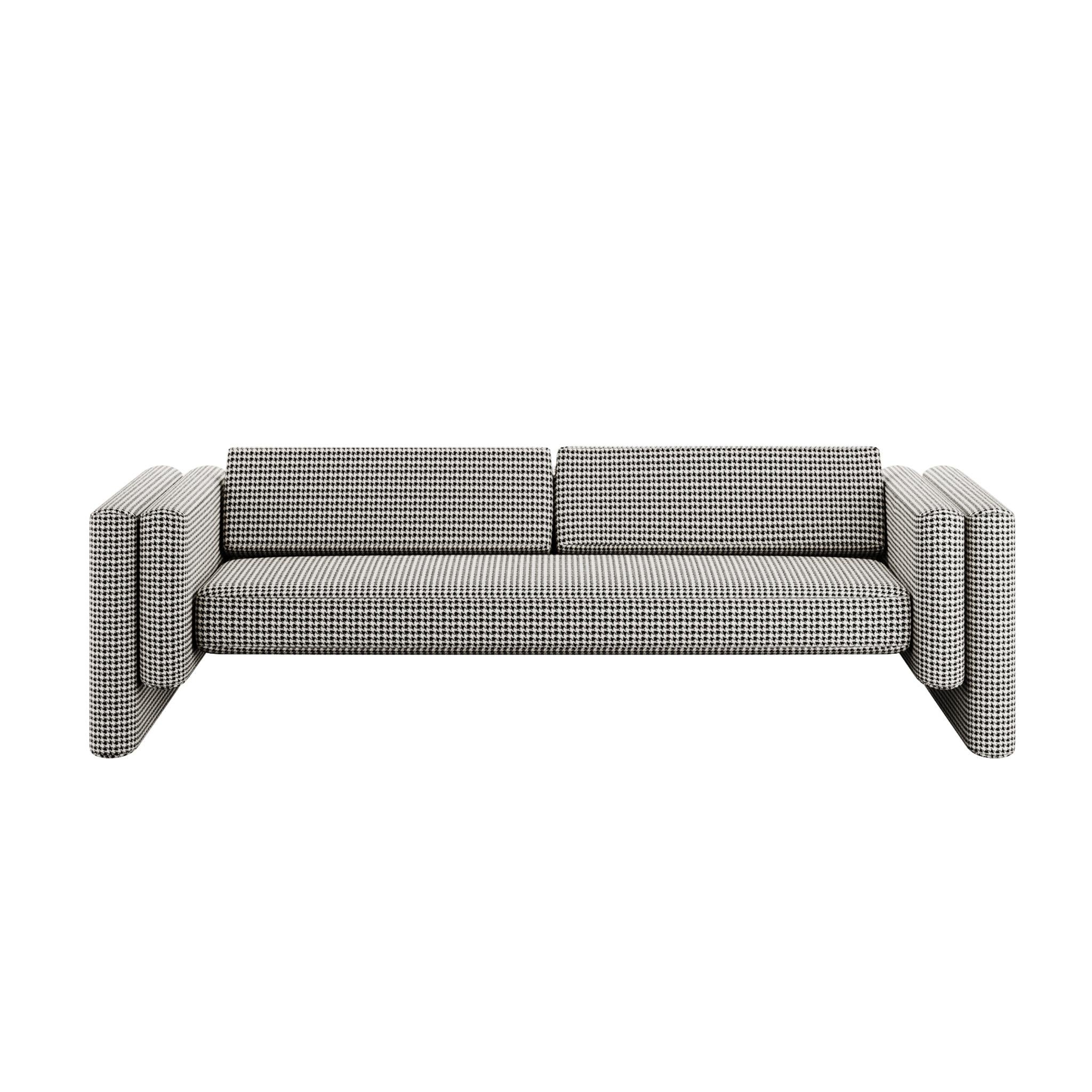 Mid-Century Modern Contemporary IMiniml Sofa in Retro Black & White Patterned  For Sale