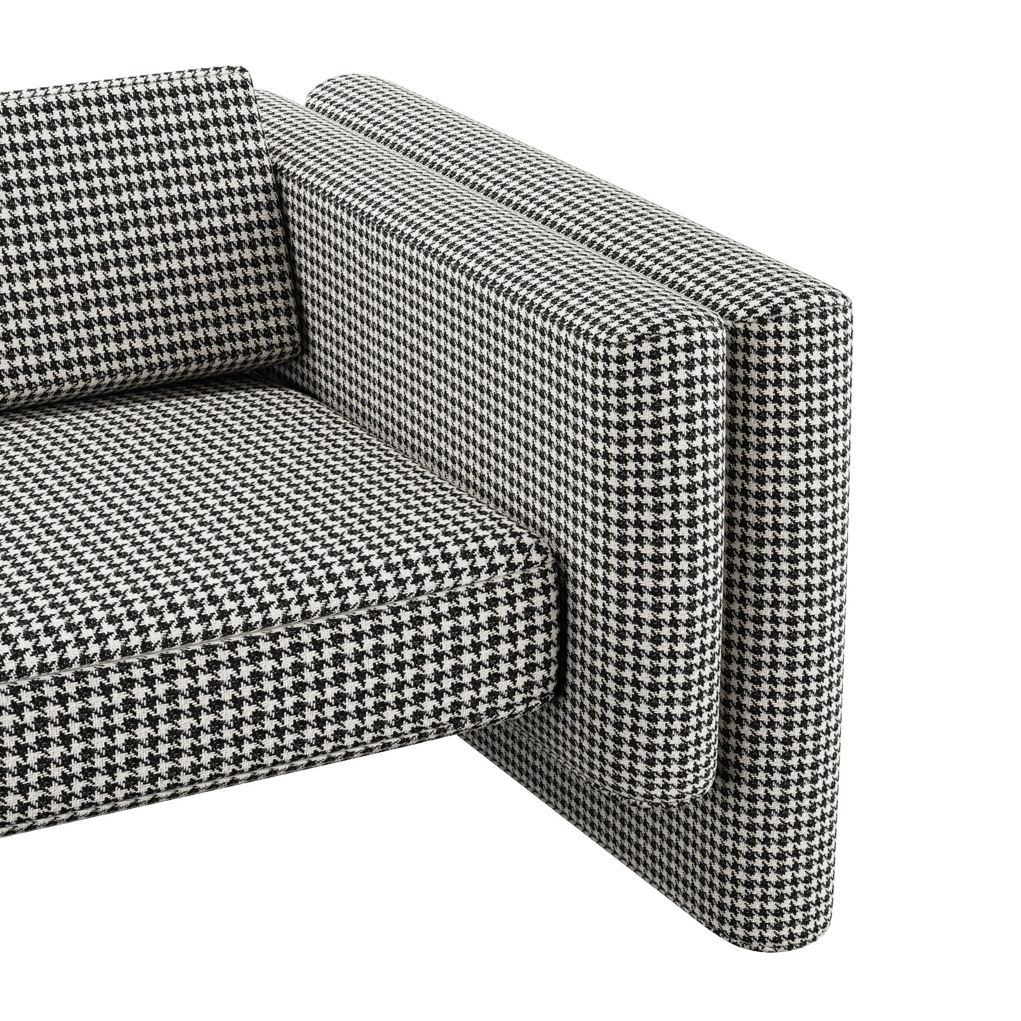 Hand-Crafted Contemporary IMiniml Sofa in Retro Black & White Patterned  For Sale