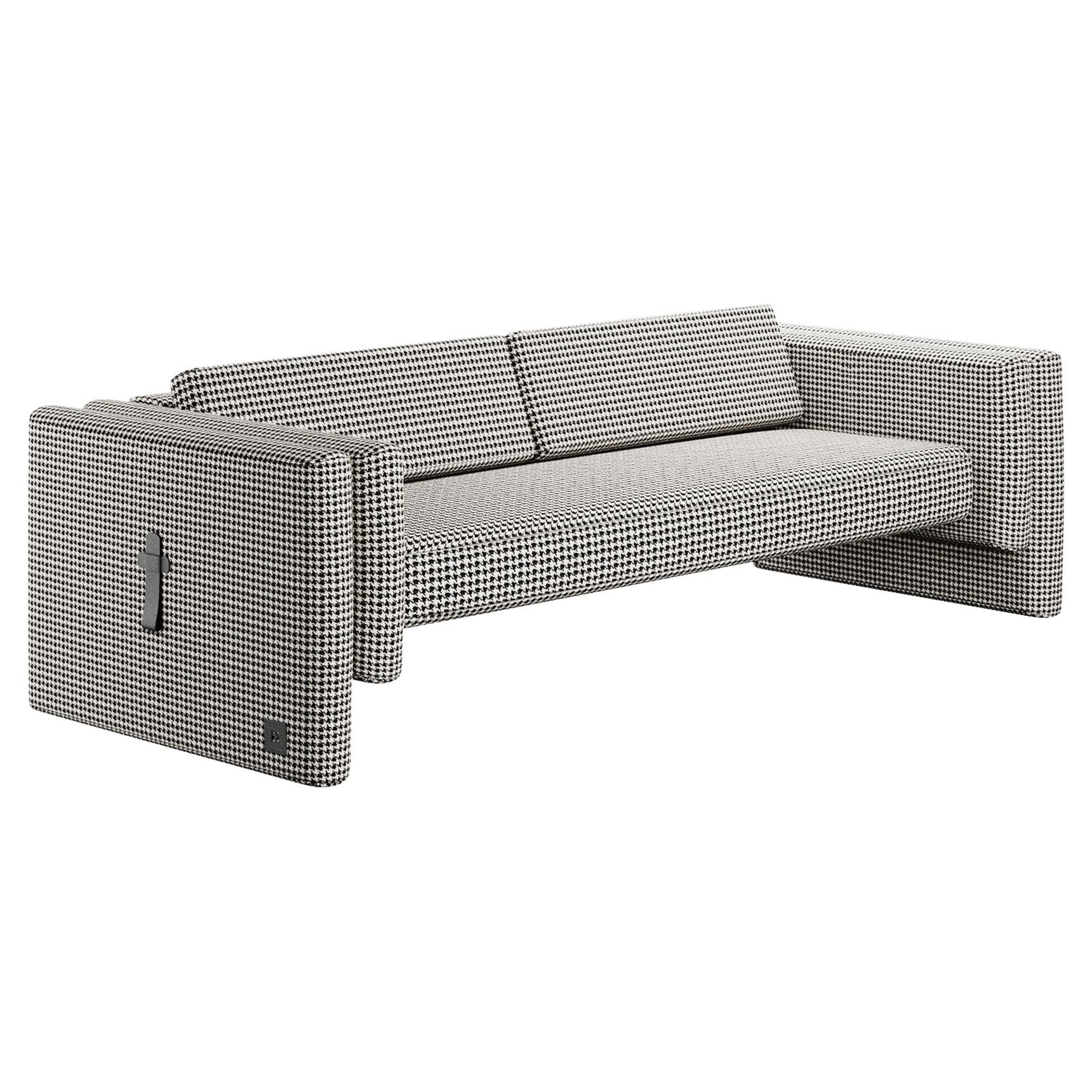 Contemporary IMiniml Sofa in Retro Black & White Patterned  For Sale