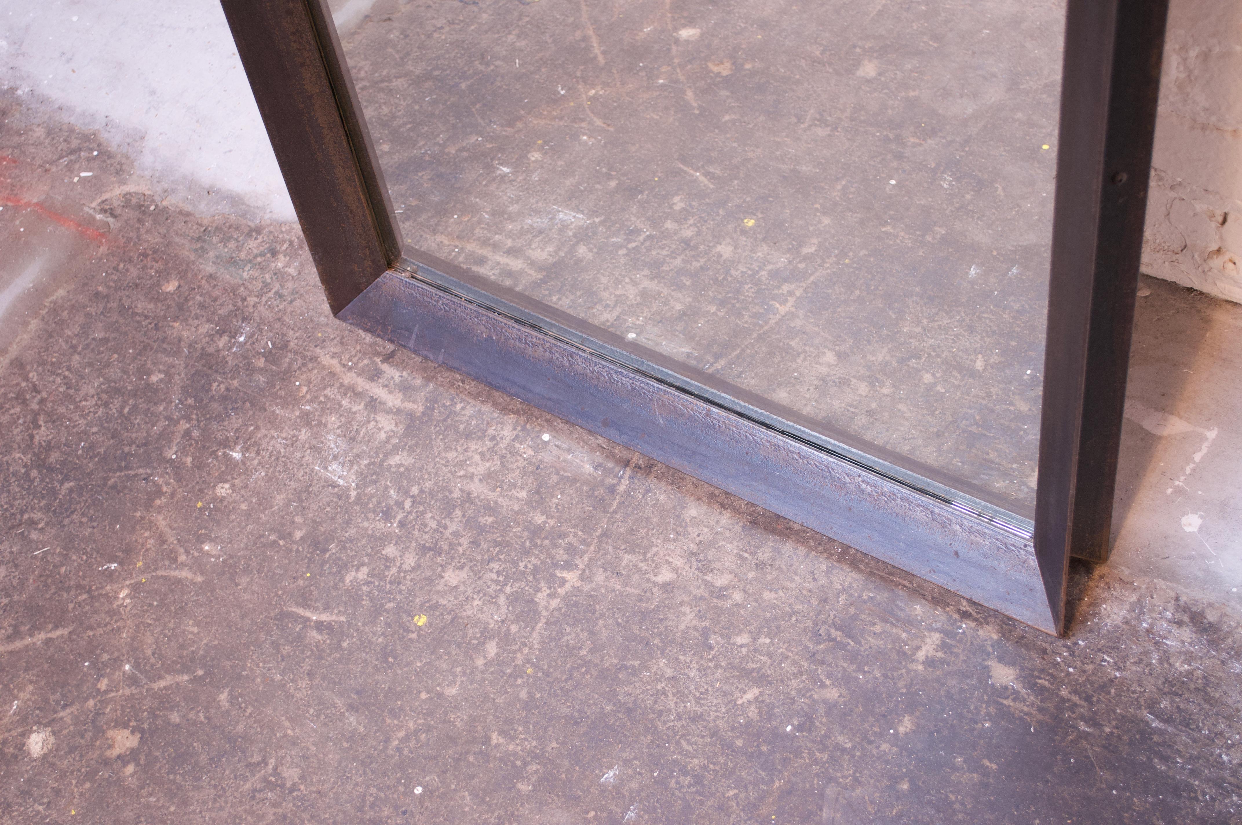 Contemporary Industrial Blackened Steel Floor Mirror 1