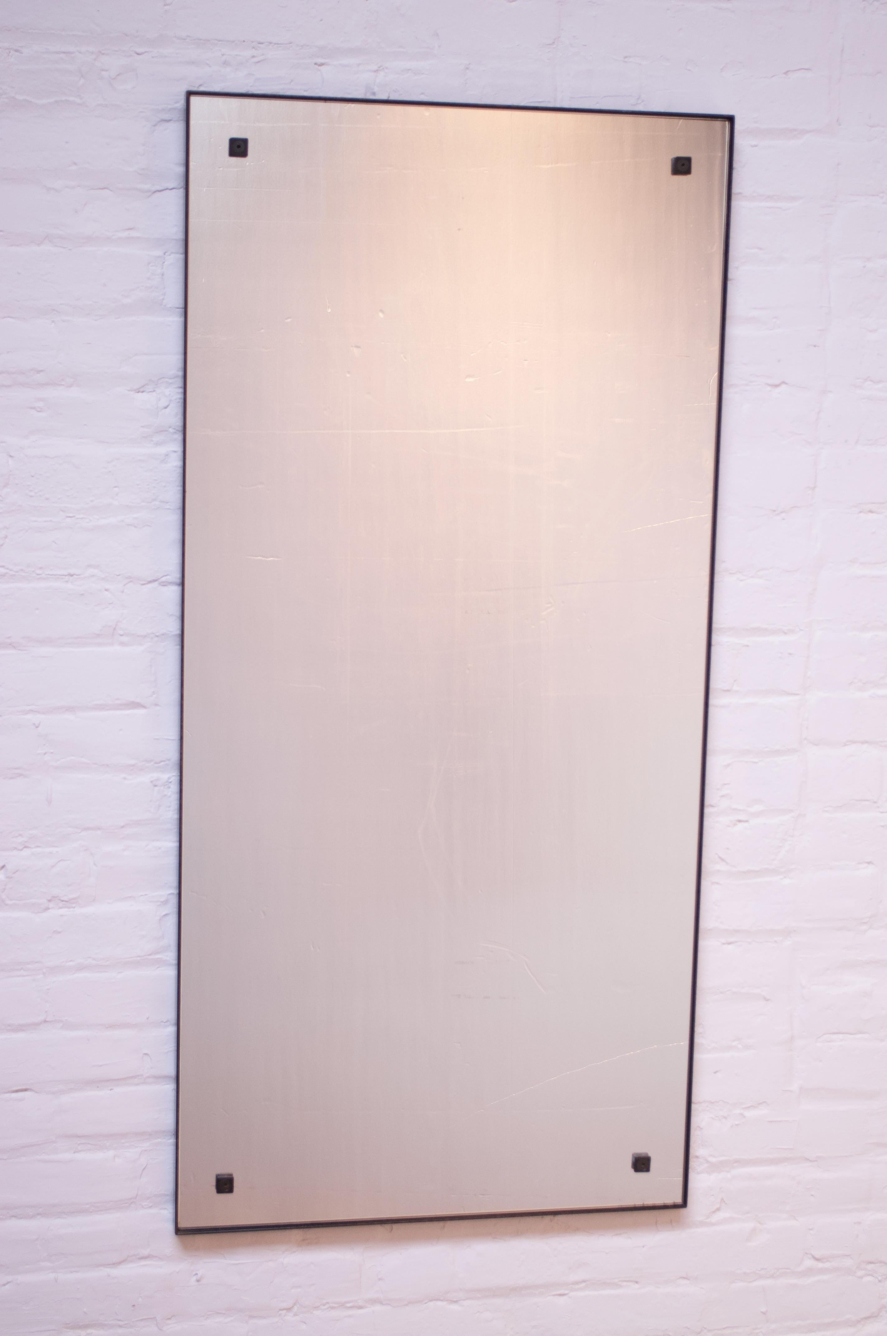 Contemporary custom made mirror designed and built by Brooklyn, NY Industrial designer and artist, Scott Behr (circa 2010). Measures: 48