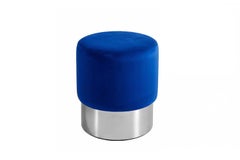 Contemporary Industrial Blue Velvet & Steel Stool Destino