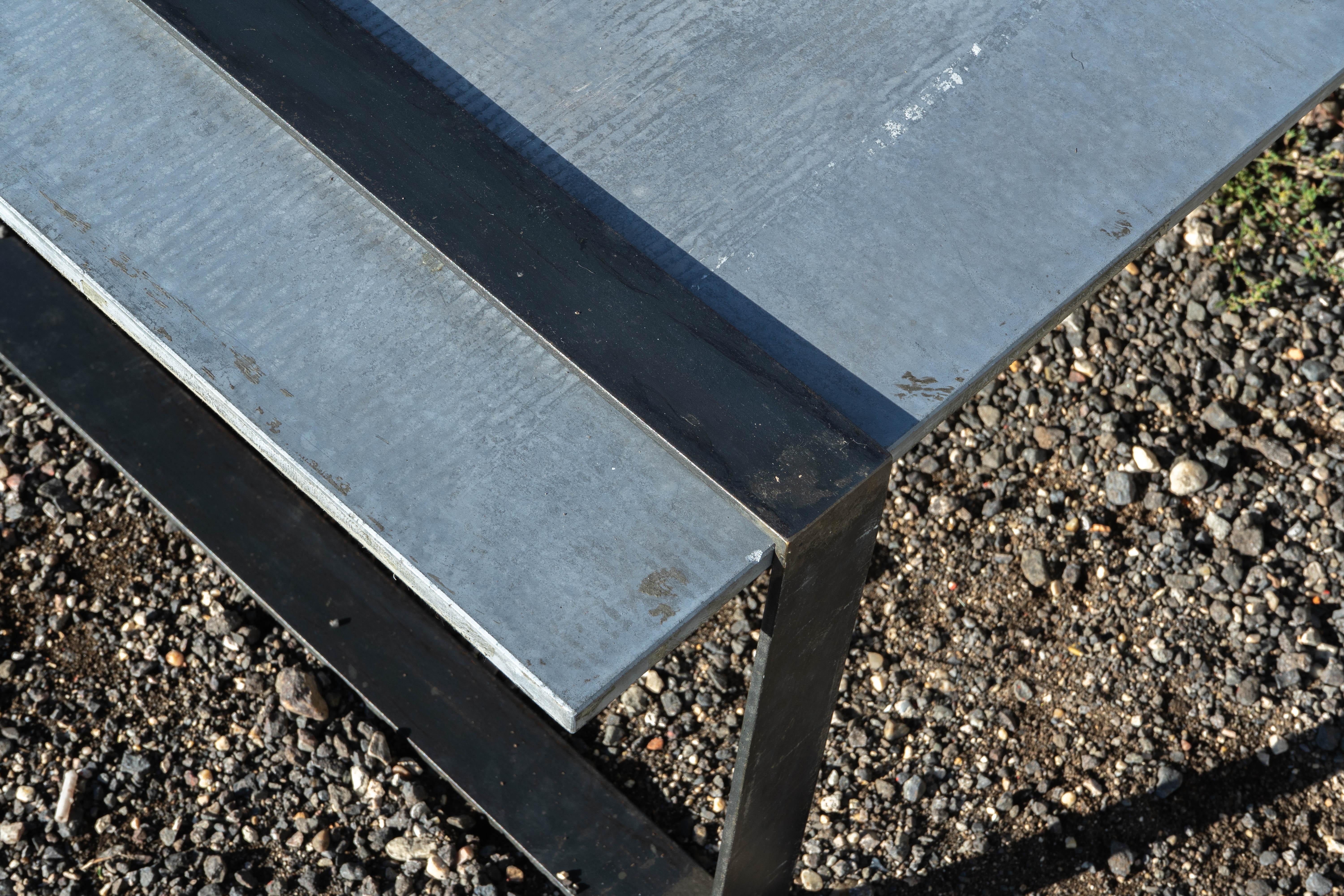 Contemporary Industrial Concrete And Metal Coffee Table For Sale 8