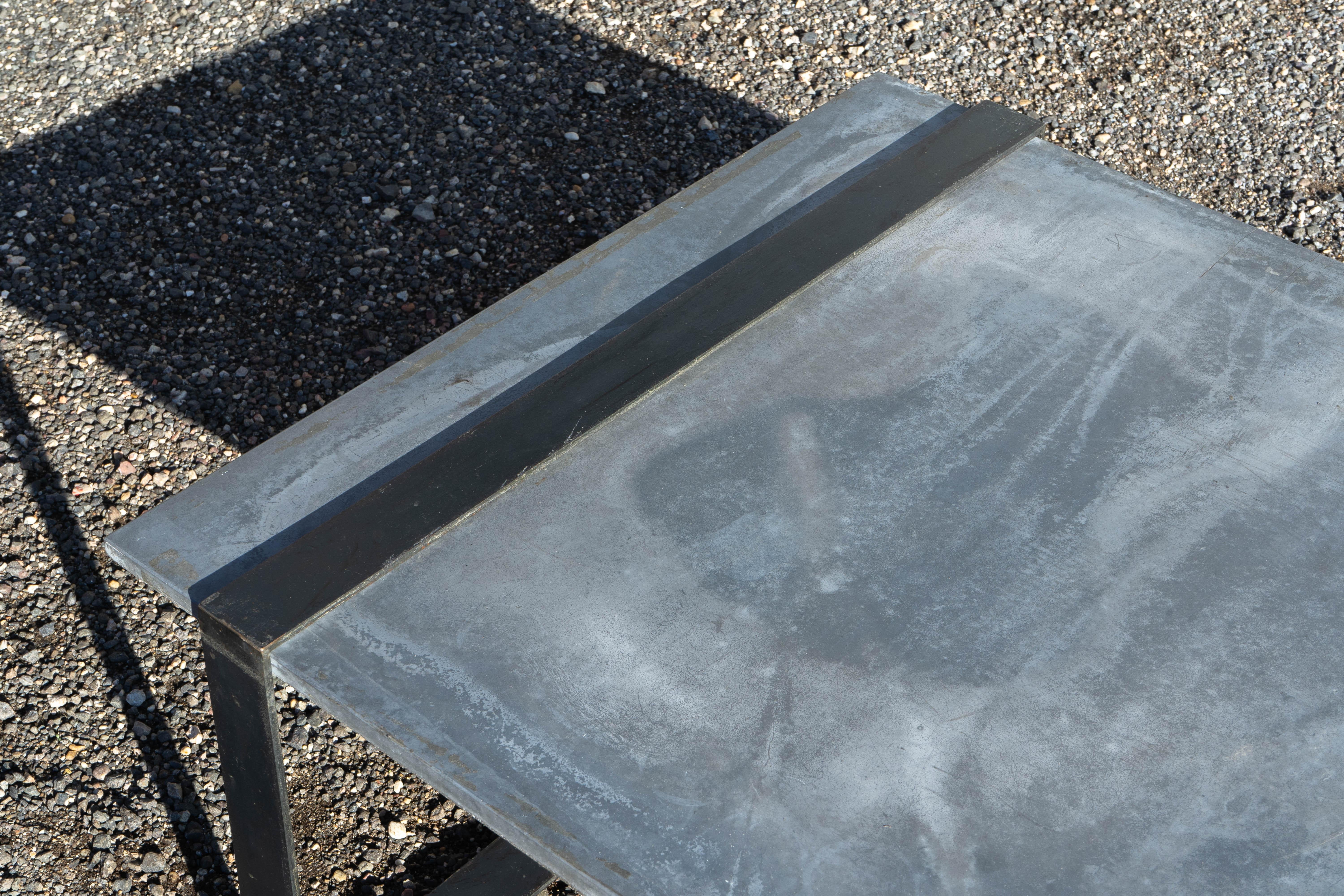 Contemporary Industrial Concrete And Metal Coffee Table For Sale 9